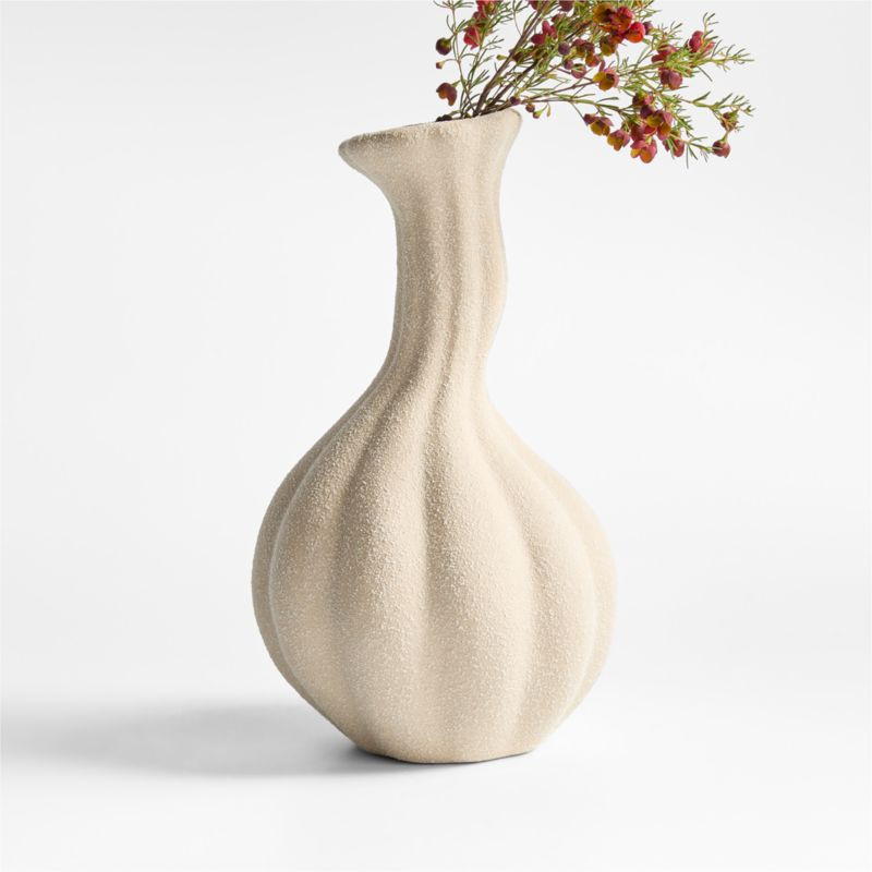 Gourdgeous Small Cream Earthenware Vase 9.5" | Crate & Barrel | Crate & Barrel