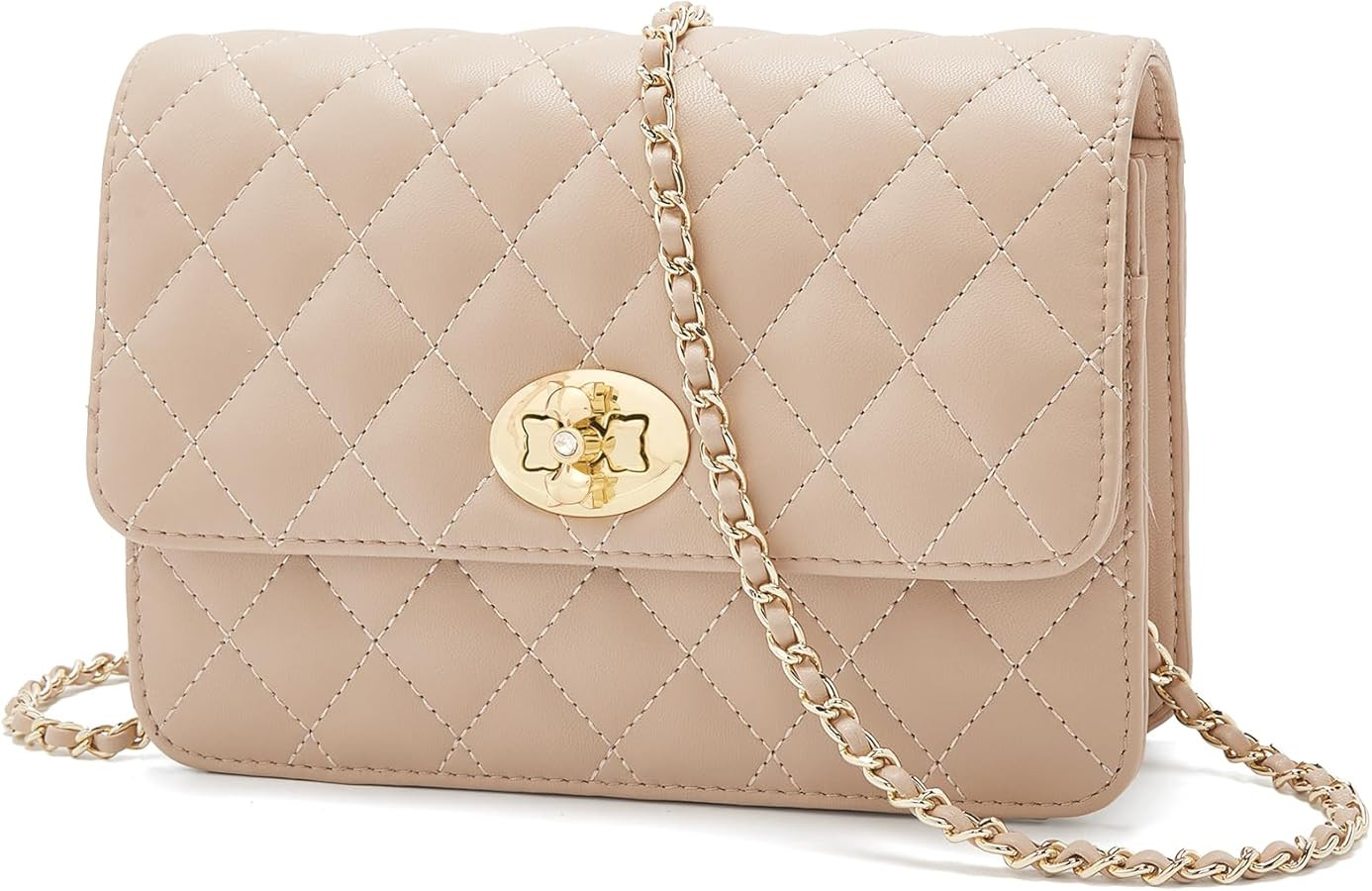 FOXLOVER Quilted Crossbody Purse for Women Faux Leather Trendy Ladies Shoulder Bag with Chain | Amazon (US)