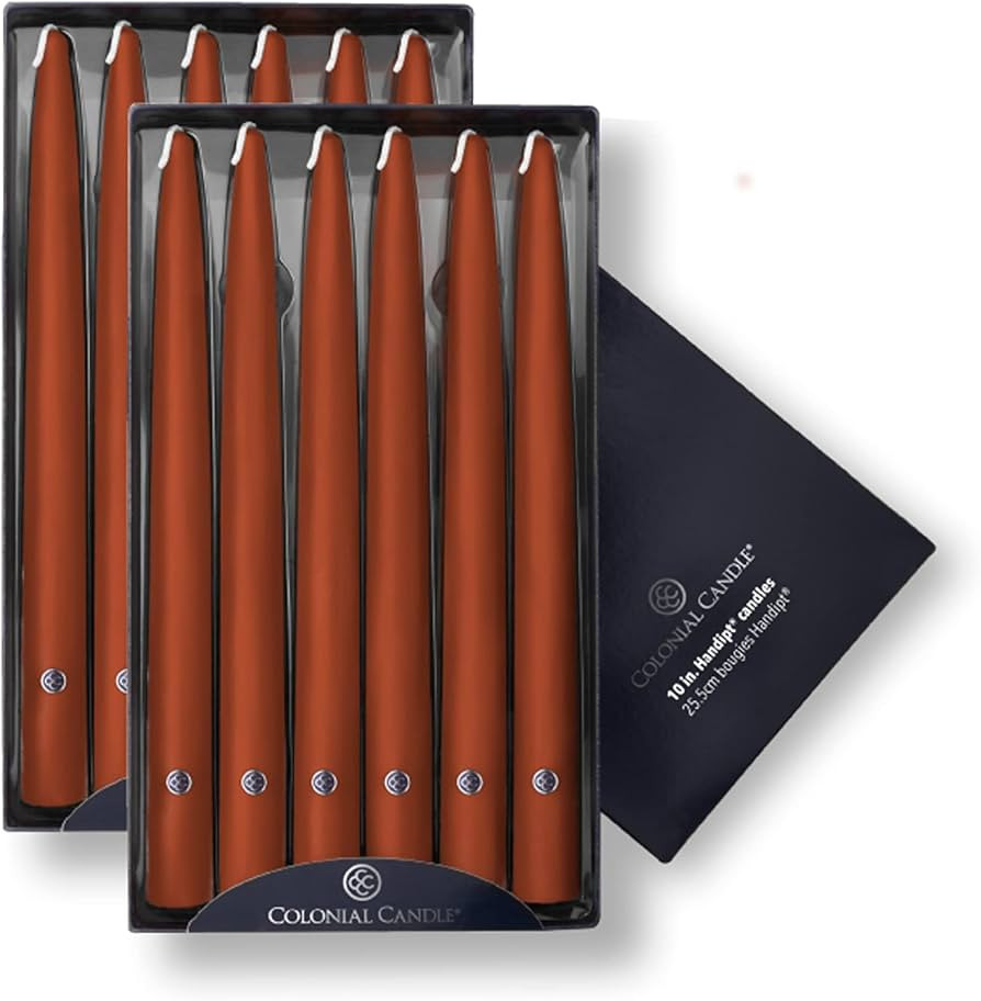Colonial Candle Unscented Taper Candle, Handipt Collection, Amber, 10 in, Pack of 12 - Up to 8 Ho... | Amazon (US)