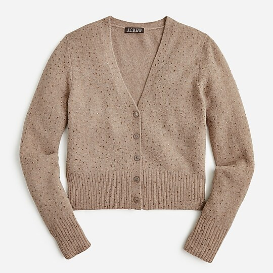 V-neck cardigan sweater in Supersoft yarn with crystals | J. Crew US