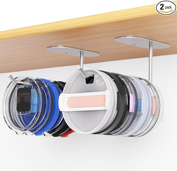 2 Pack Tumbler Lid Organizer, Space Saving Cup Lid Organizer for Yeti Tumbler/Stanley Tumbler/Sim... | Amazon (US)