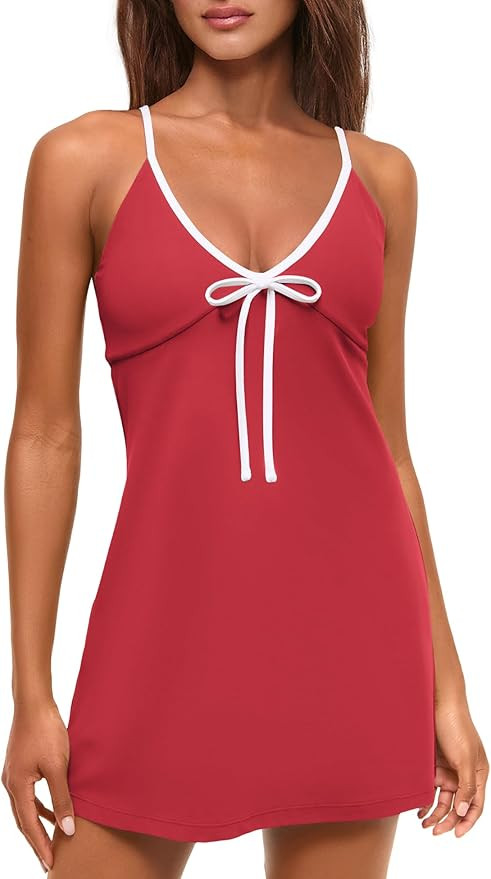 ReachMe Womens Tennis Dress with Built in Shorts Summer Athletic Dresses Workout Golf Outfits Min... | Amazon (US)