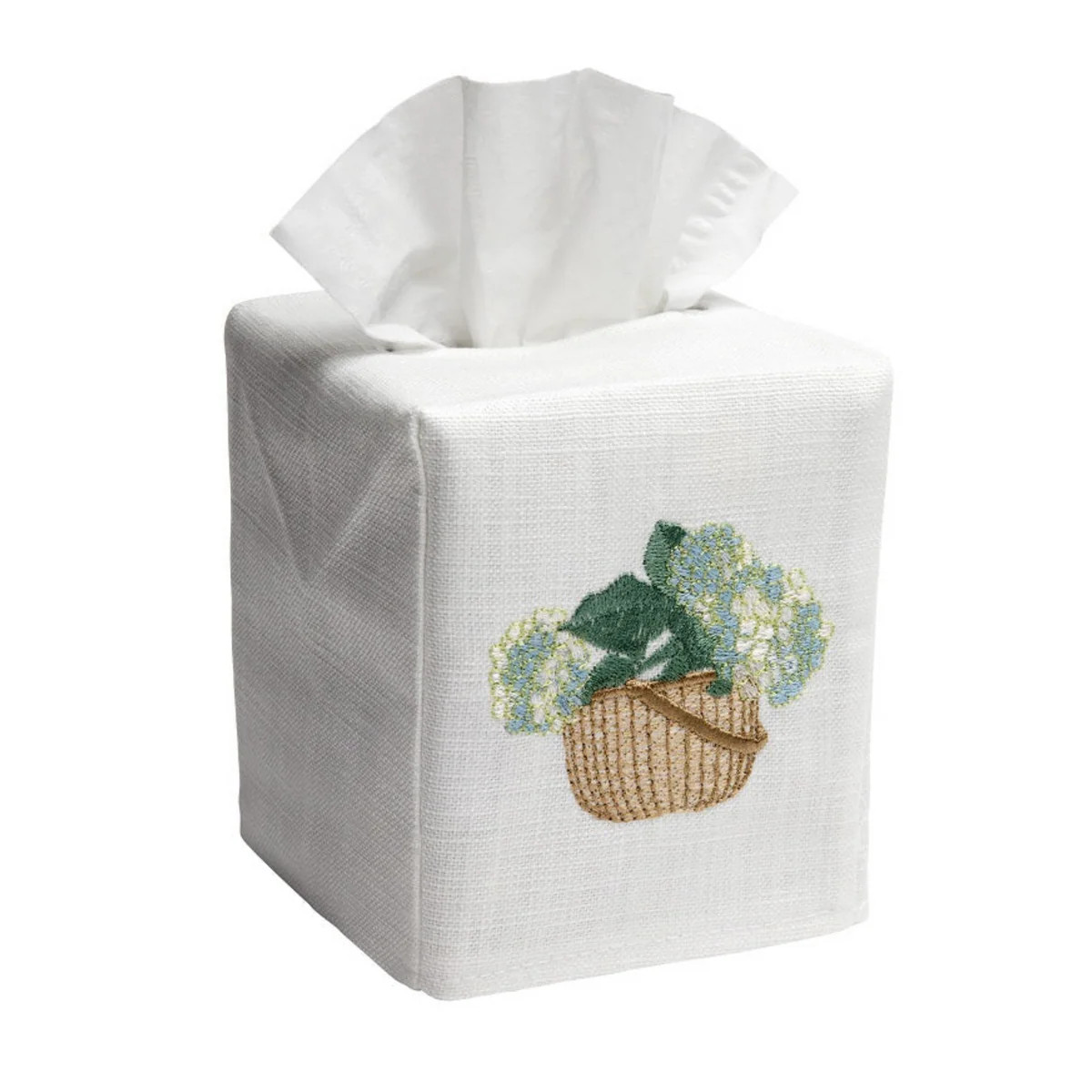 Hydrangea Basket Embroidered Tissue Box Cover | The Well Appointed House, LLC