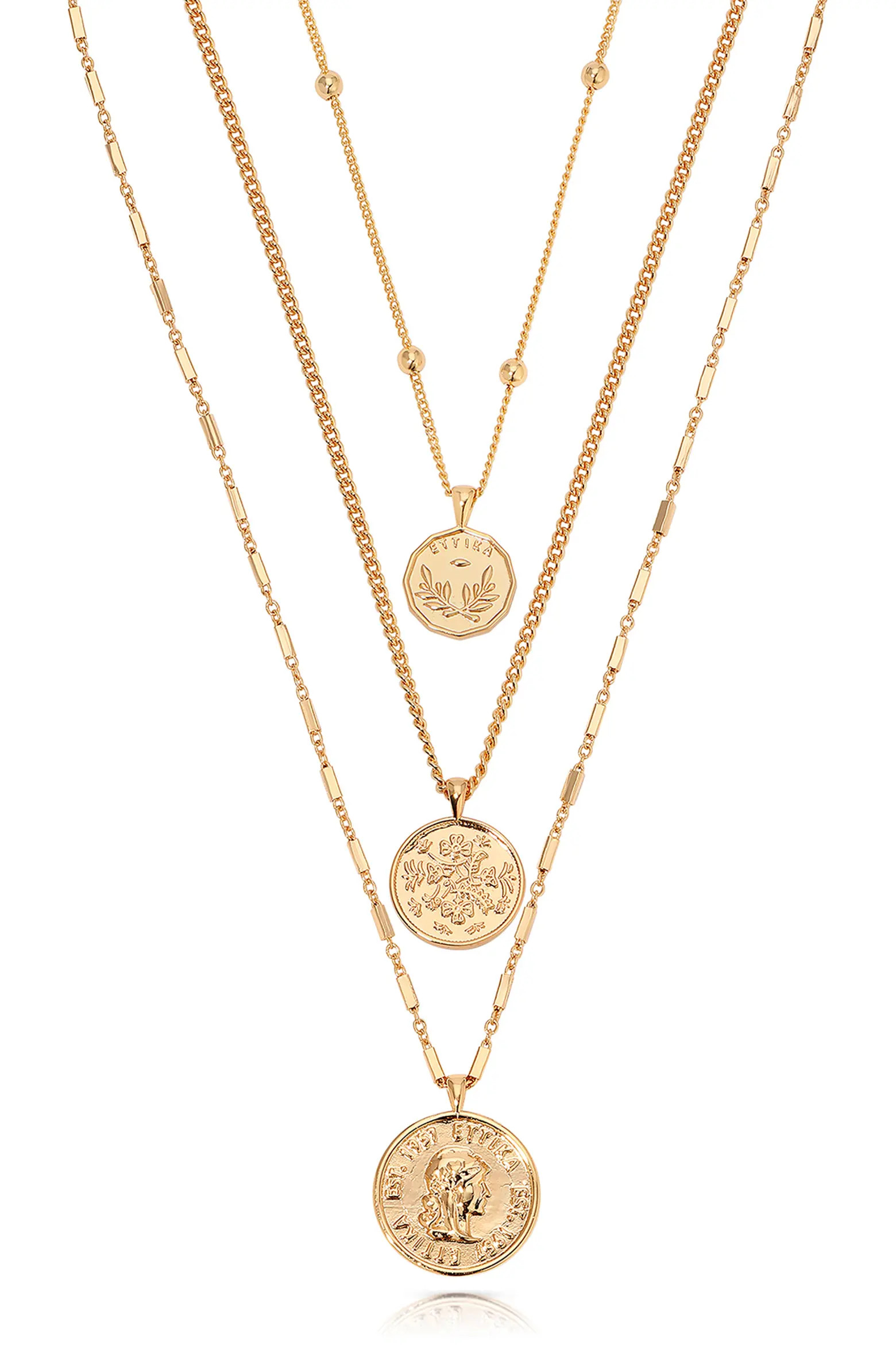 Ettika Set of 3 Coin Pendant Necklaces (Women) | Nordstrom | Nordstrom
