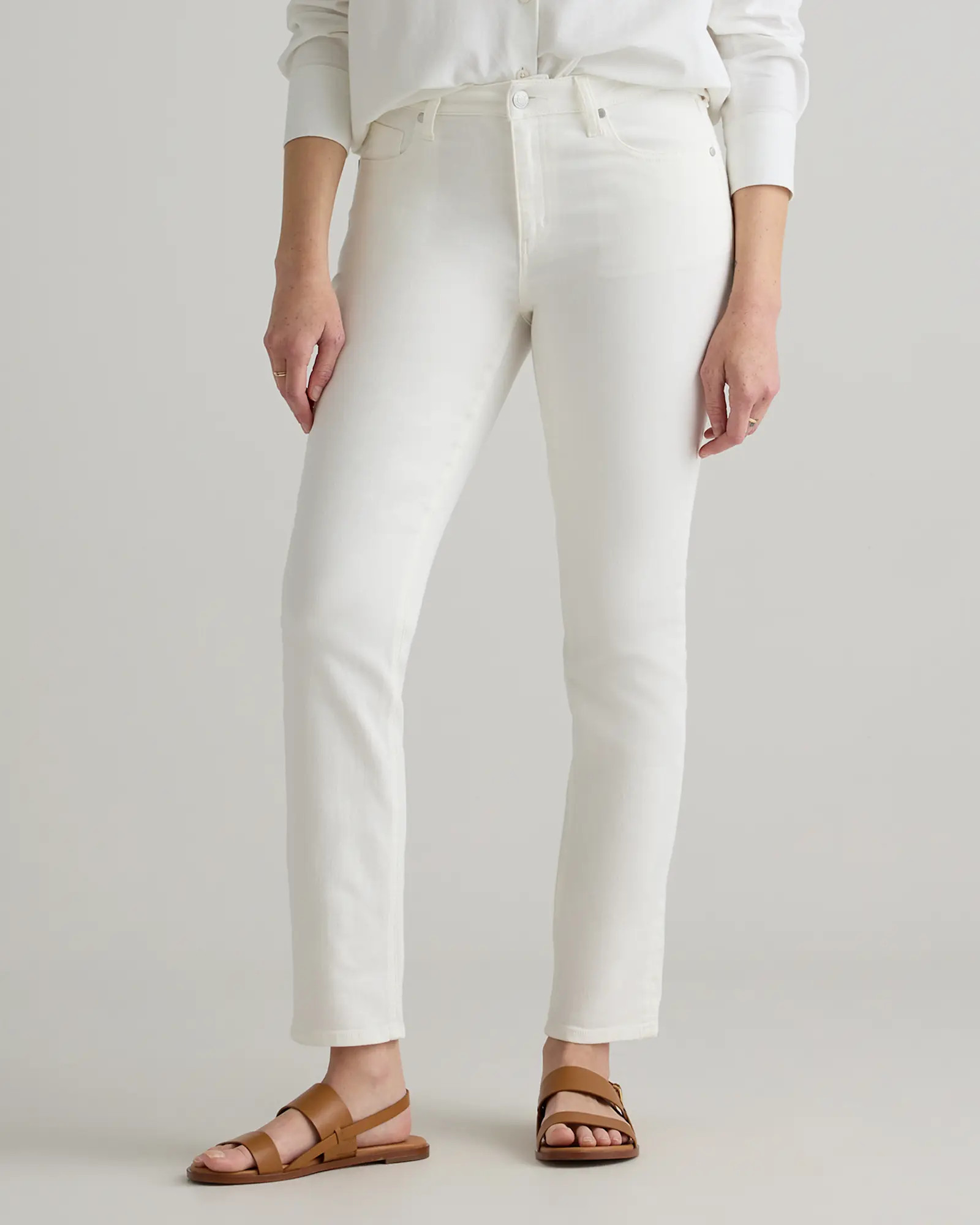 Luna Stretch Slim Straight Jeans in Cloud White | Quince