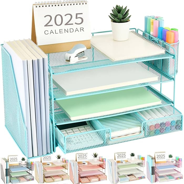 gianotter Paper Letter Tray Organizer with File Holder, 4-Tier Desk Accessories & Workspace Organ... | Amazon (US)