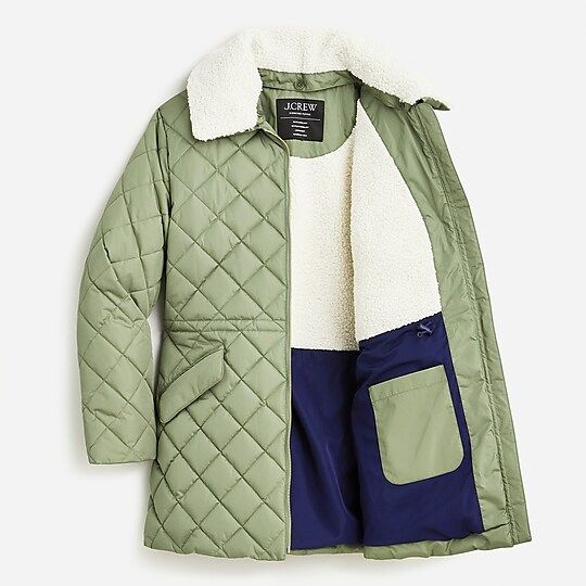 Quilted sherpa-lined puffer jacket | J.Crew US