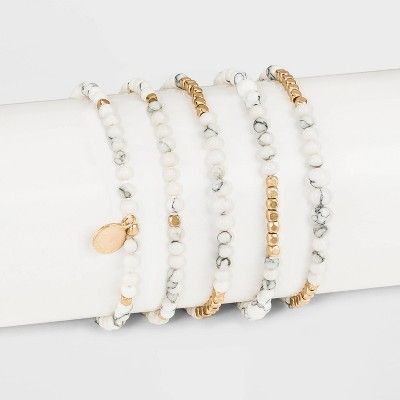 Howlite Multi-Strand Bracelet - Universal Thread™ White/Gold | Target