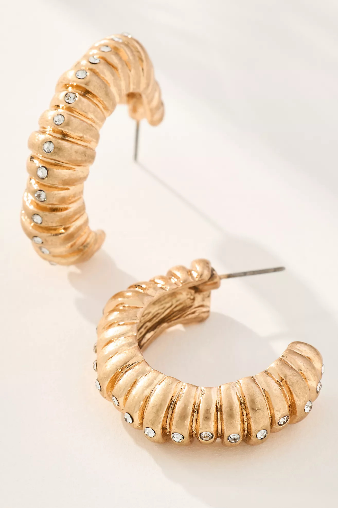 Ribbed Metal Hoop Earrings | Anthropologie (US)