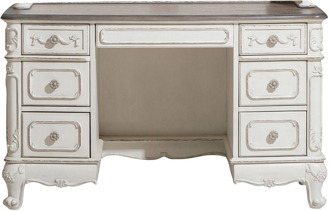Cinderella Antique White With Grey Writing Desk | 1stopbedrooms