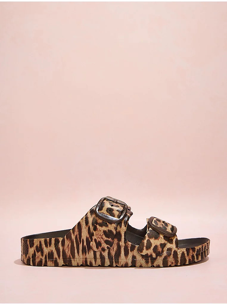 Leopard Print Double Strap Slip On Sandals | George at ASDA