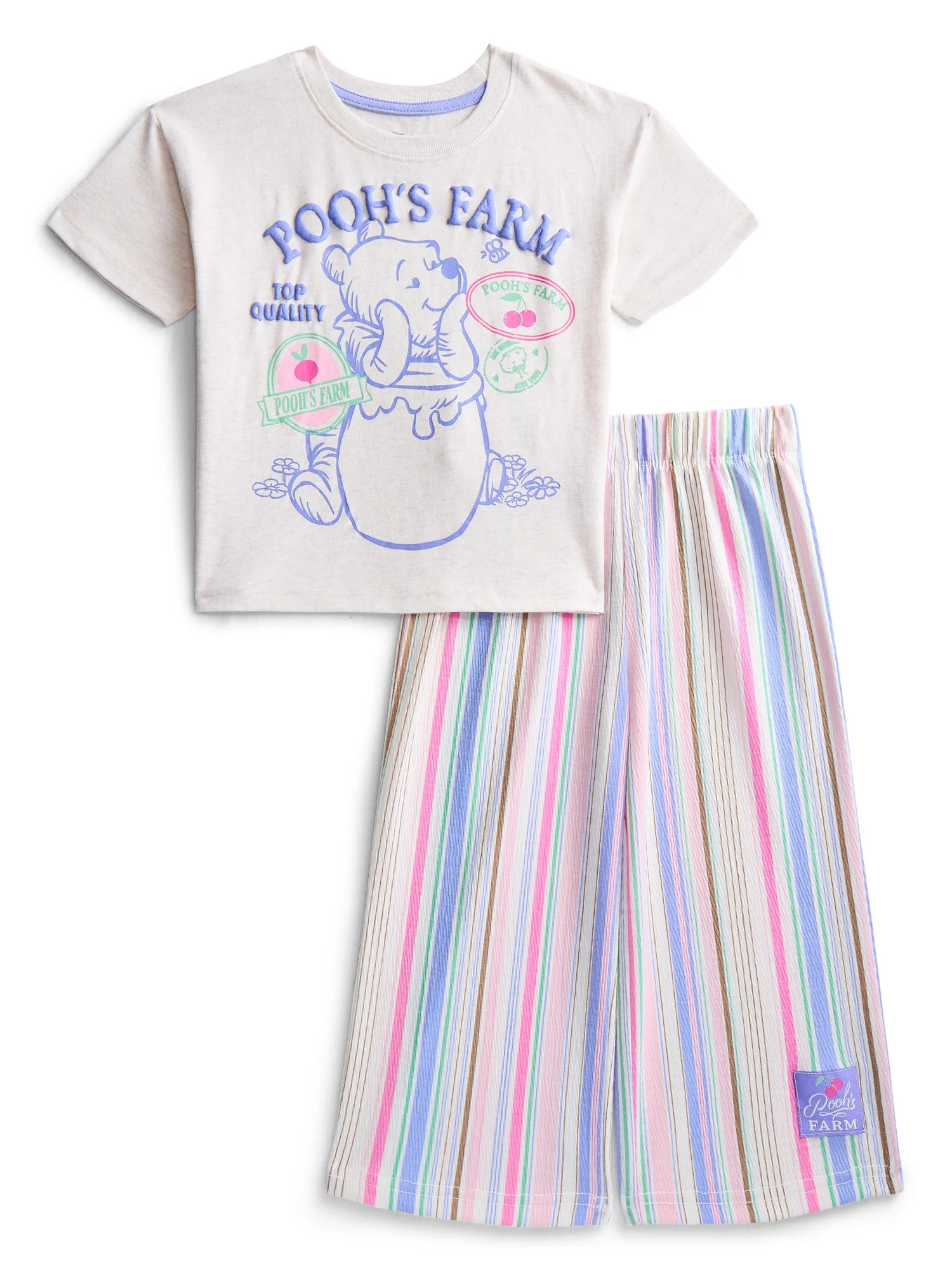 Winnie the Pooh Toddler Girls Graphic T-Shirt and Striped Pants Set, 2-Piece, Sizes 12M-5T | Walmart (US)