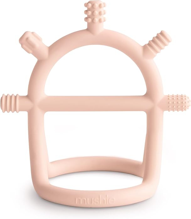 mushie Silicone Baby No-Drop Sensory Teether Toy (Blush) | Amazon (US)