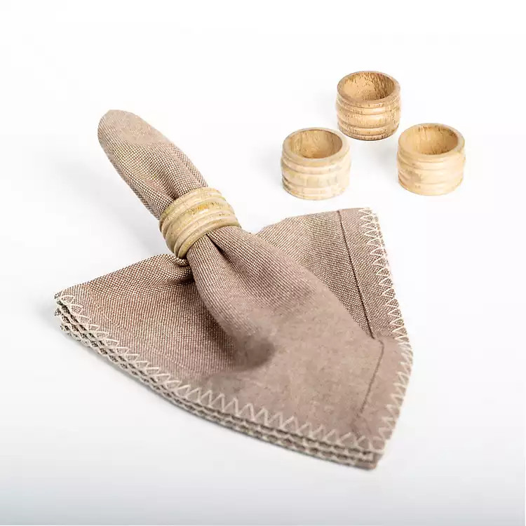New! Bleached Wood Napkin Rings, Set of 4 | Kirkland's Home