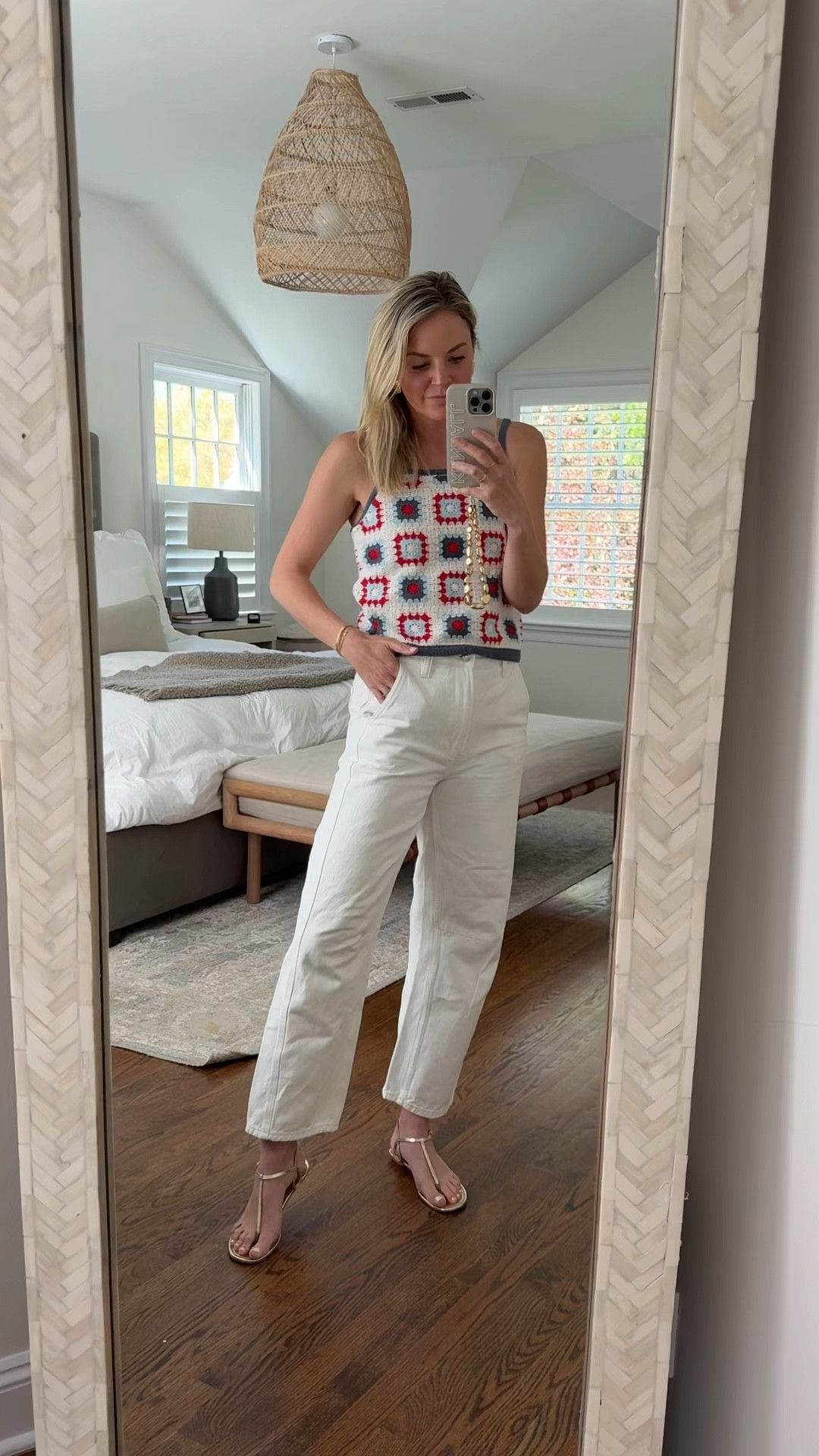 This top is actually from the girls section, but so cute! 
-Wearing an XL and I’m usually a small in tops + smaller chested so it works (ordered the matching shorts, but they looked like biker shorts 😅)
-26R pants/tts 
-sandals tts  