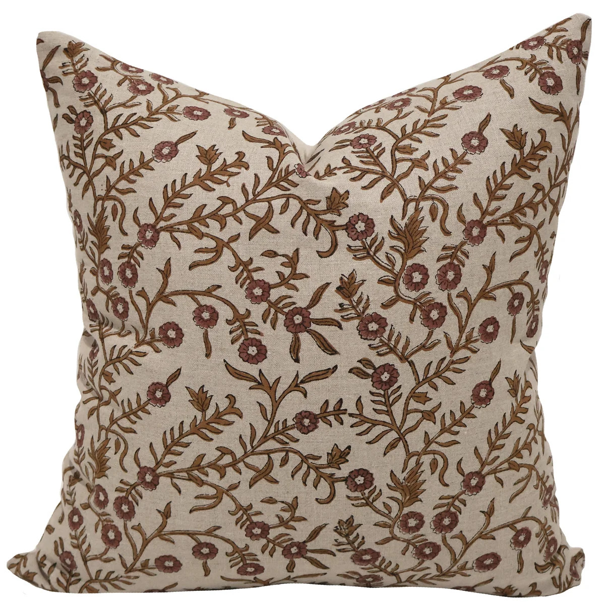 Autumn Vine Linen Block Print Pillow Cover | Hackner Home (US)