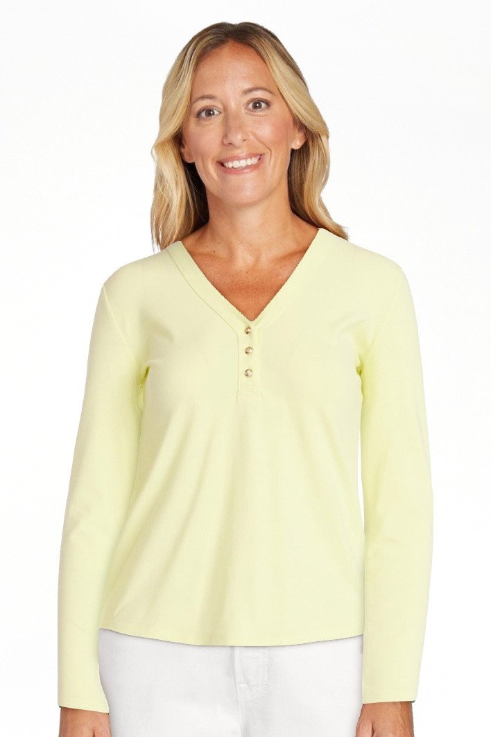 Free Assembly Women's V-Neck Henley with Long Sleeves, Sizes XS-XXL | Walmart (US)