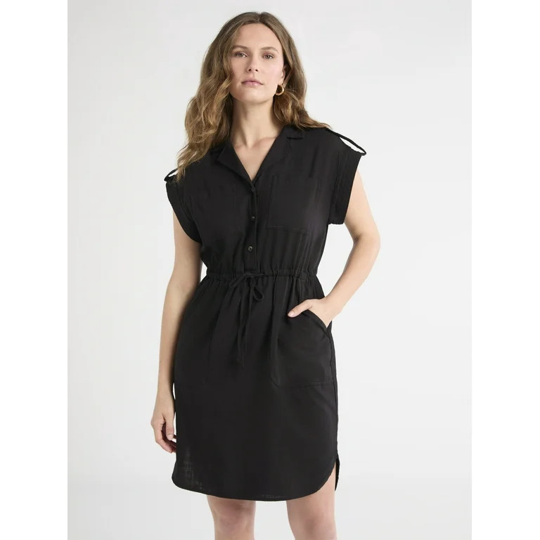 Time and Tru Women's Utility Shirt Dress, Sizes XS-XXXL | Walmart (US)