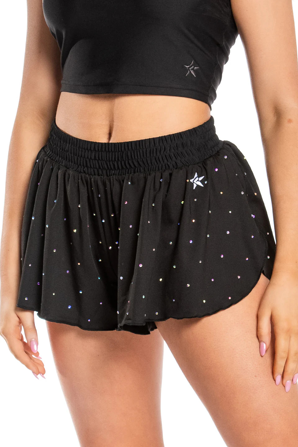 Flowy Athletic Short in Black Crystal | Rebel Athletic
