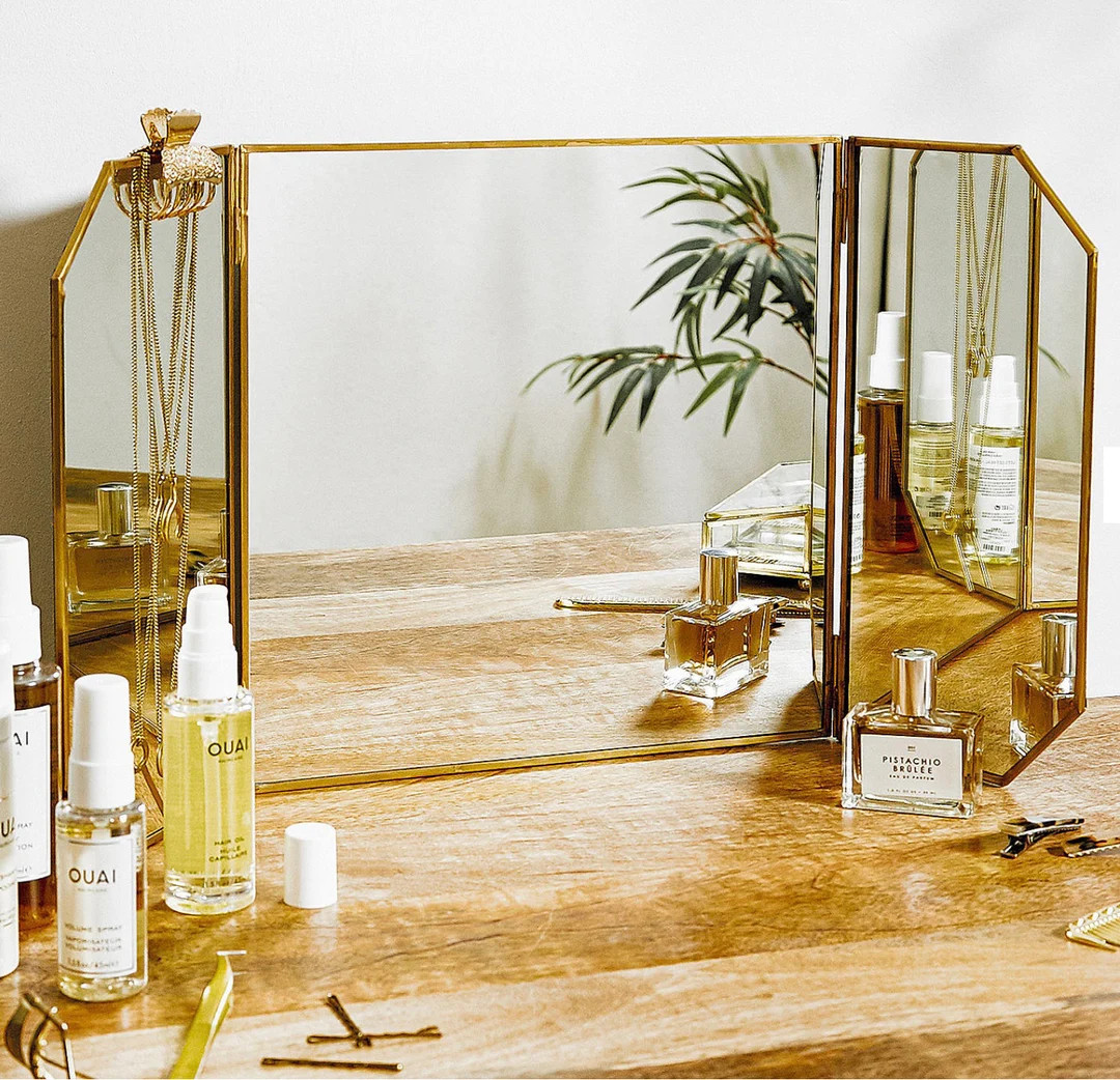 24x12 Vanity Makeup Mirror Brass Desktop Tabletop Desk Gold Decorative Scandinavian Portable Bedr... | Etsy (CAD)