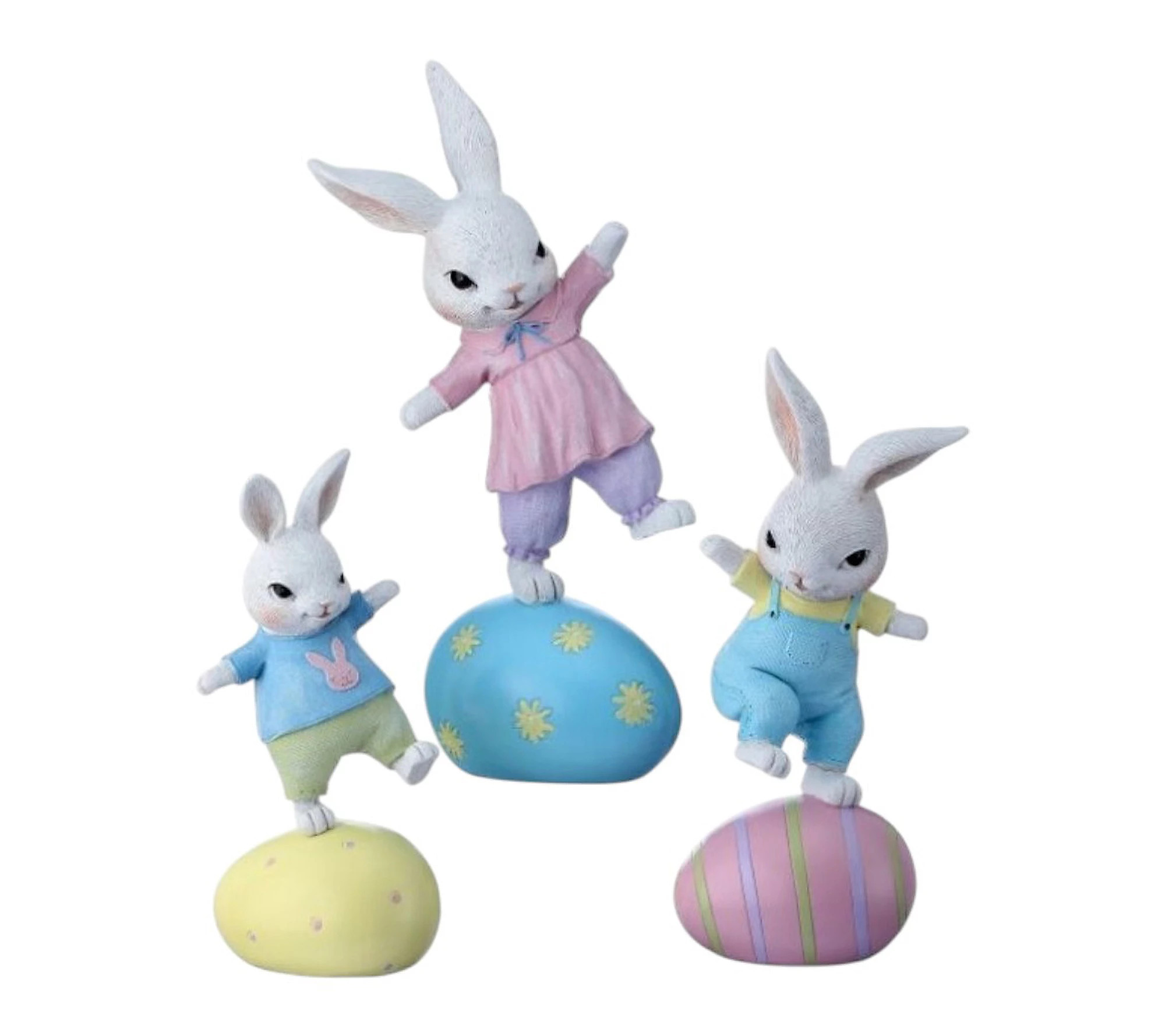 RC Home Decor-5.5-10.5"" Easter Bunny Figurines on Eggs | QVC