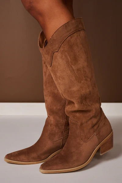 Brown Suede Knee High Boots | SSYS