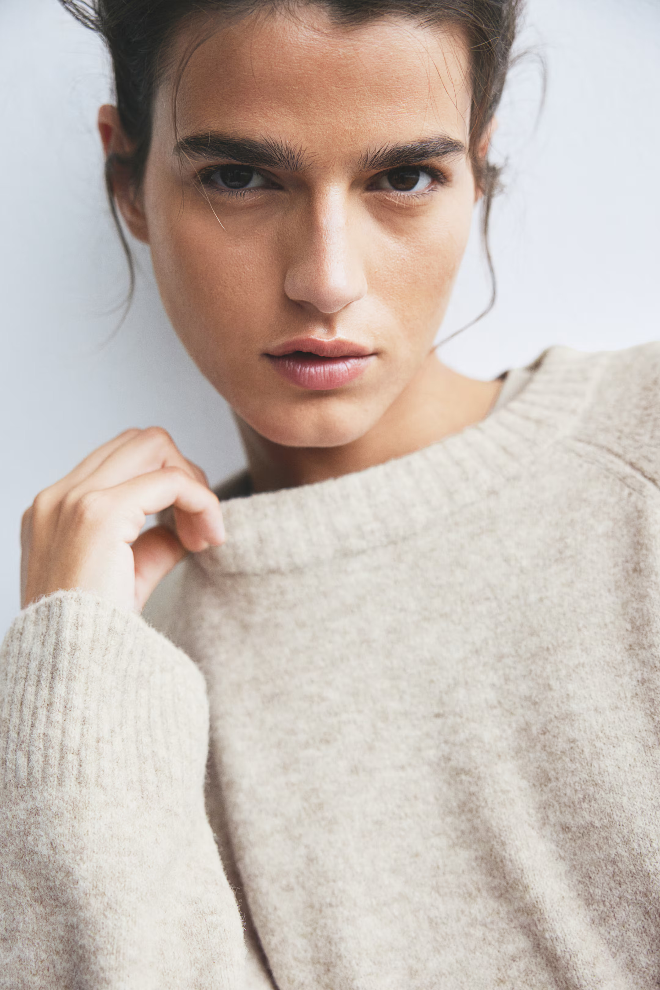 Knit Long Dress - Round Neck - Long sleeve - Light beige melange - Ladies | H&M US | H&M (US + CA)