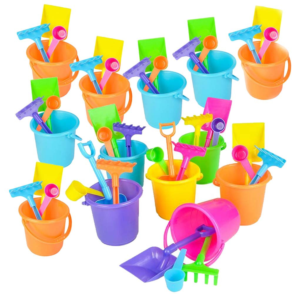 ArtCreativity 4 PC Mini Beach Playsets - Set of 12 - Each Play Set Includes 1 Sand Bucket, 1 Shovel, 1 Rake, and 1 Scoop - Birthday Treats for Boys and Girls Party Favors for Kids and Toddlers | Amazon (US)