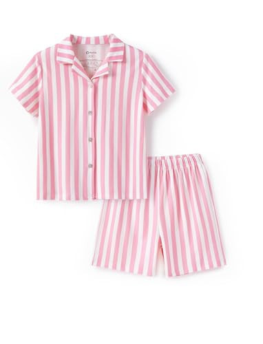 PATPAT Girls' Button Down Pajama Set Soft Pjs 2 Piece Light Pink 10 Years | Amazon (US)