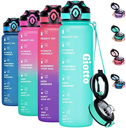 Giotto 32oz Motivational Water Bottle with Time Marker & Removable Strainer, Leakproof Fast Flow ... | Amazon (US)