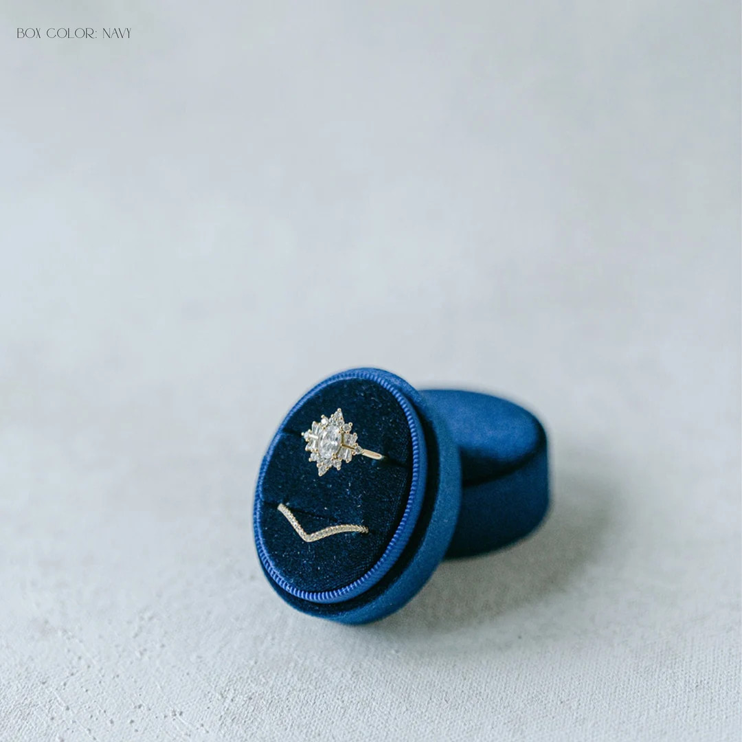 Velvet Ring Box Navy Blue | Custom Wedding Ring Box, Triple Slot Ring Box, Double Slot, Single Sl... | Etsy (US)