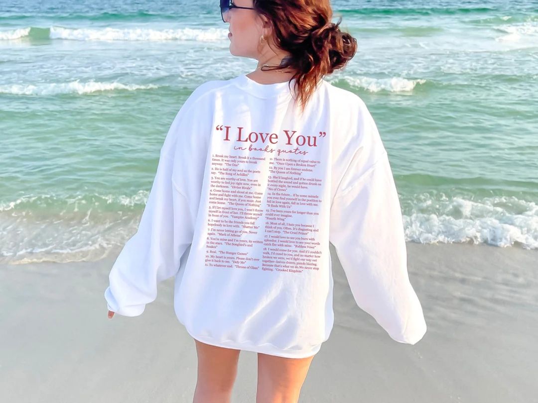 I Love You in Book Quotes Sweatshirt, Different Ways to Say I Love You, Book Lover, Bookish Crewn... | Etsy (US)