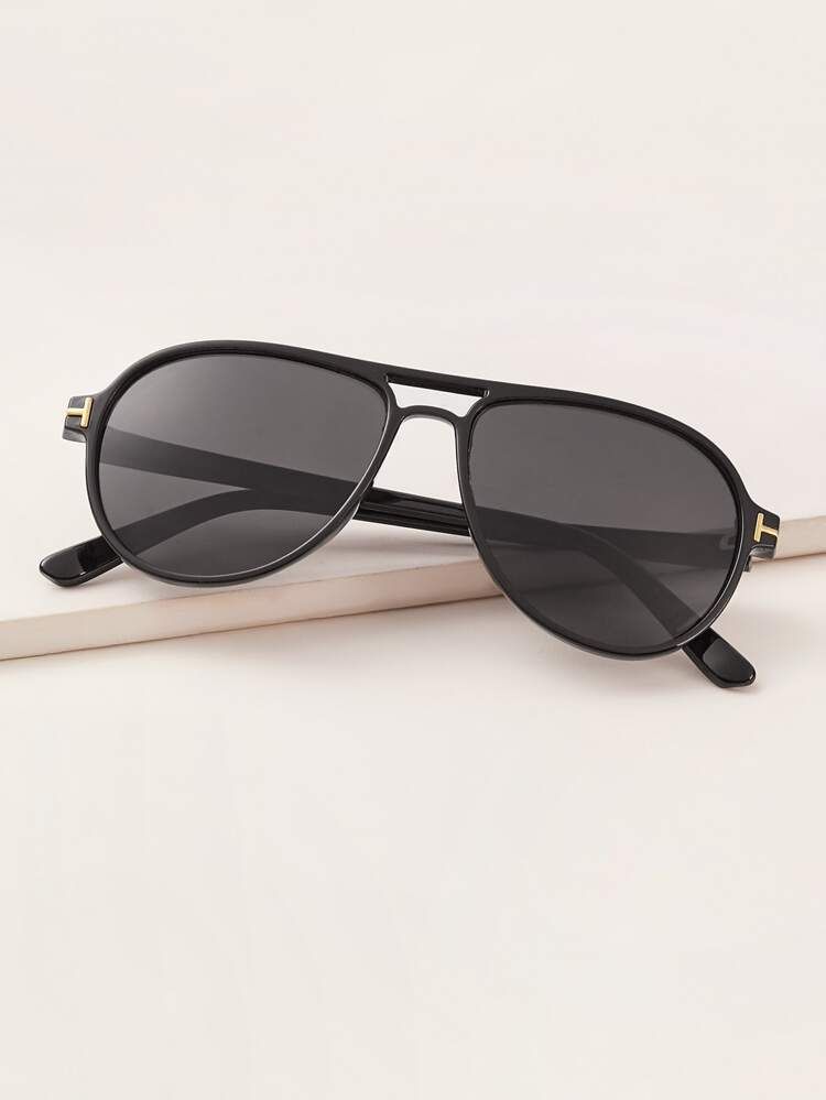 Flat Top Aviator Sunglasses With Case | SHEIN