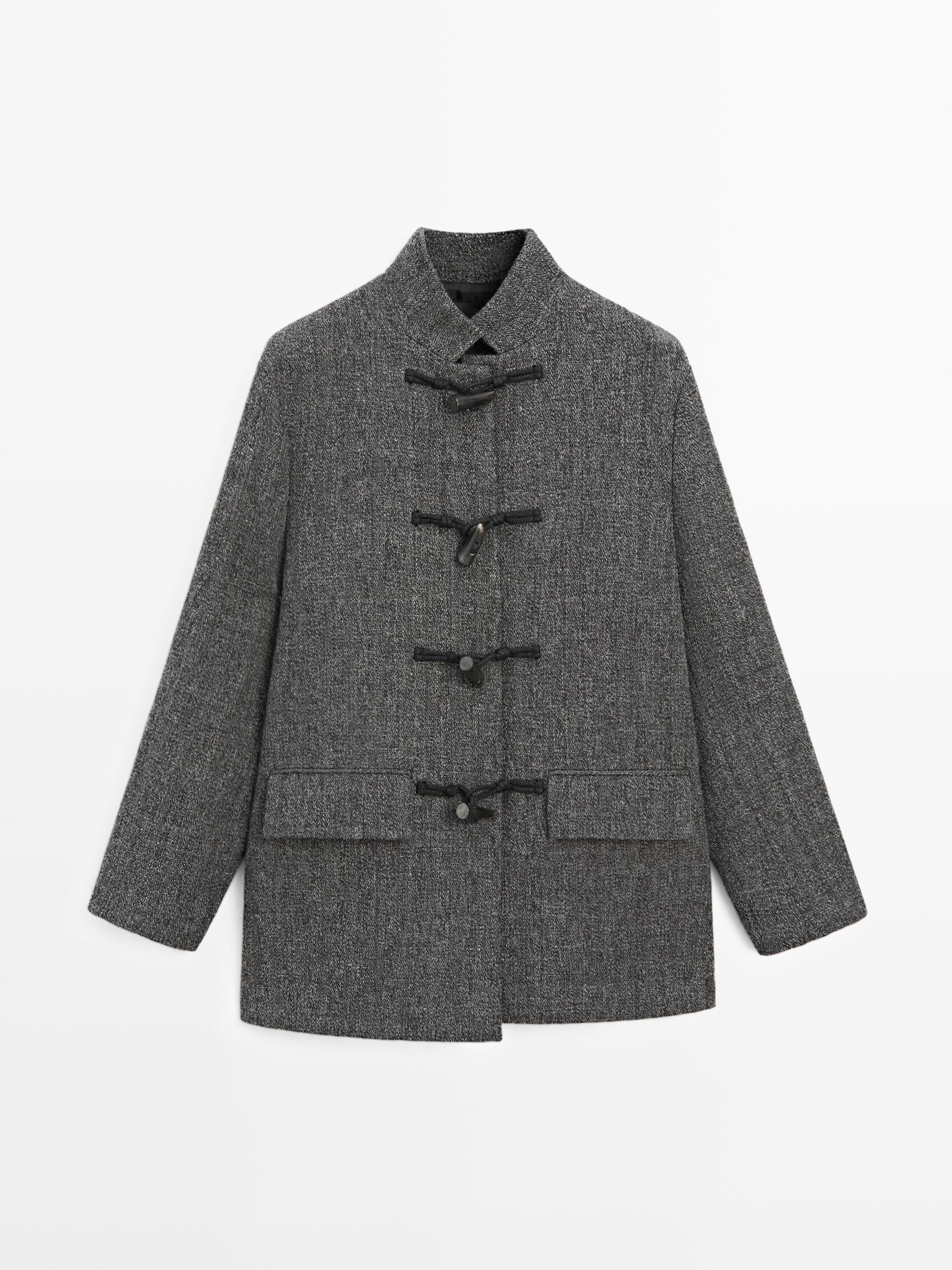 Mid-length coat with horn toggle | Massimo Dutti UK