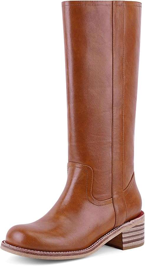Women's Knee High Boots Square Toe Chunky Block Heel Long Boots for Women Comfortable Low Heel Wo... | Amazon (US)