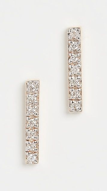 14k Mini Diamond Bar Earrings | Shopbop