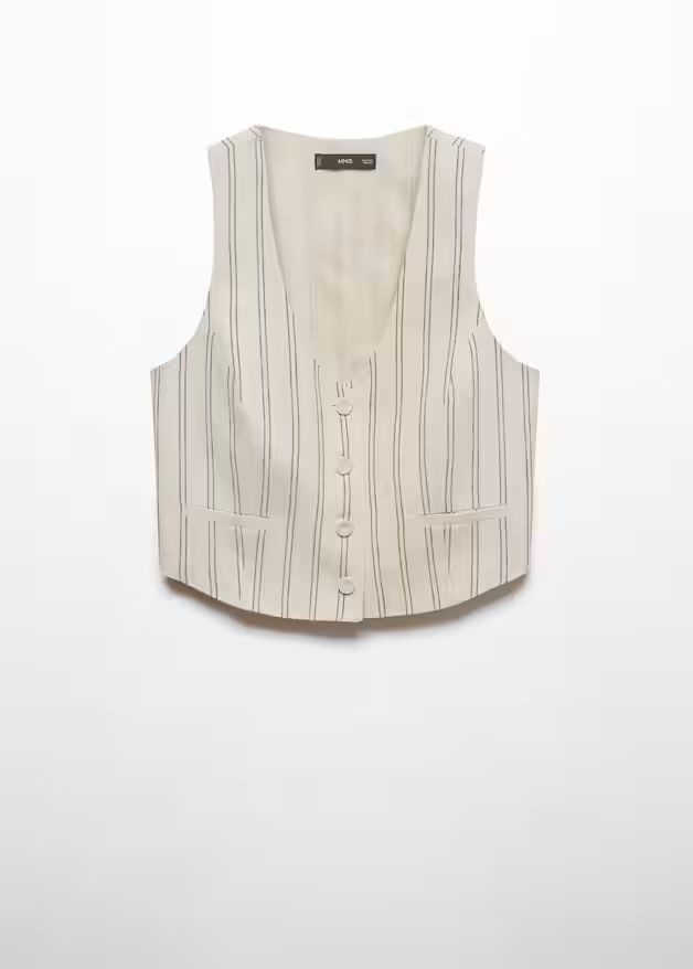 Striped linen waistcoat | MANGO (US)