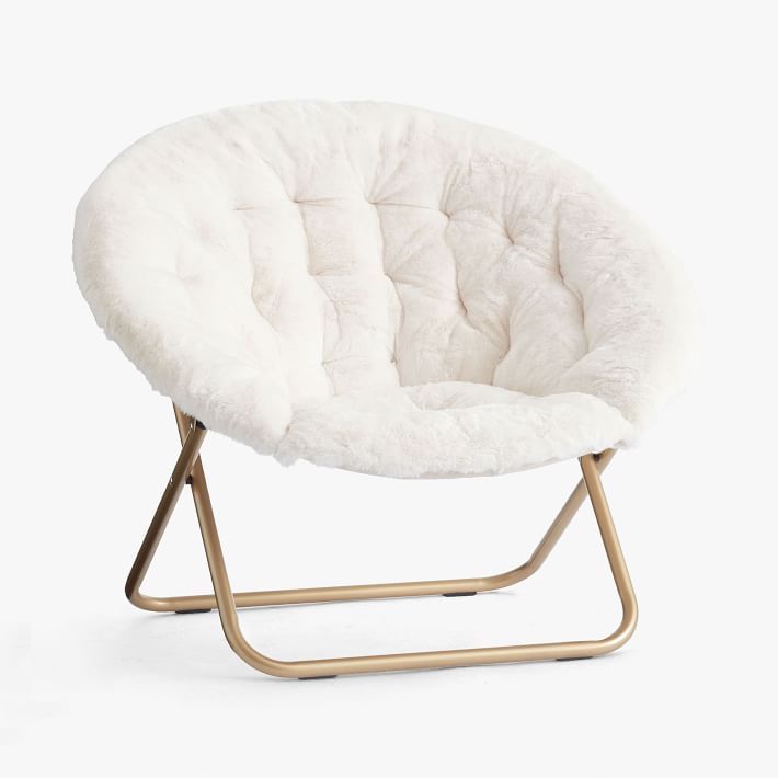 Polar Bear Faux Fur Ivory Hang-A-Round Chair | Pottery Barn Teen