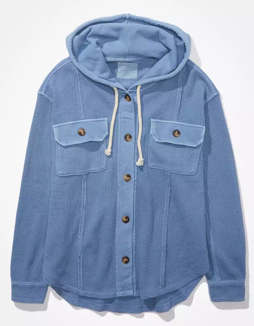 AE Hooded Waffle Shacket | American Eagle Outfitters (US & CA)