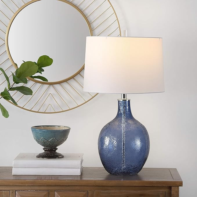 Safavieh Lighting Collection Nadine Blue Glass 26-inch Bedroom Living Room Home Office Desk Night... | Amazon (US)