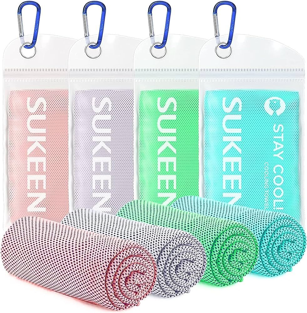 Sukeen 4 Pack Cooling Towel (40"x12") for Sweat, Quick-Drying Neck Cooling Wraps, Soft & Breathab... | Amazon (US)