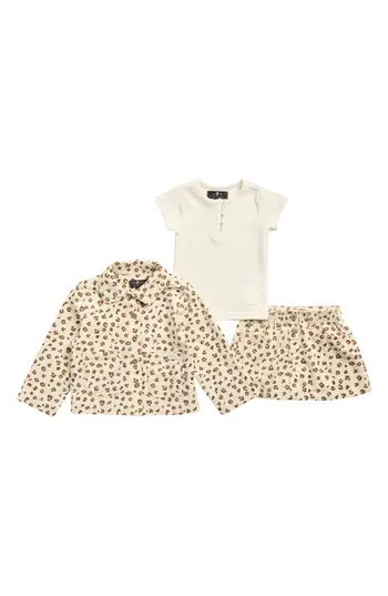 7 For All Mankind Ribbed Henley, Shirt Jacket & Denim Skirt Set in Antique White at Nordstrom Rack, Size 18M | Nordstrom Rack