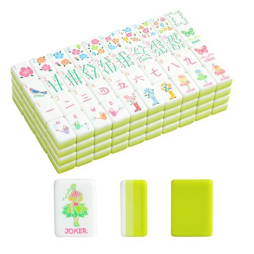 American Mahjong Tile Set, (4-Layer) 160 Green Acrylic Engraved Mahjong Tiles, Mahjong Tile Bag and Mahjong Accessories | Amazon (US)