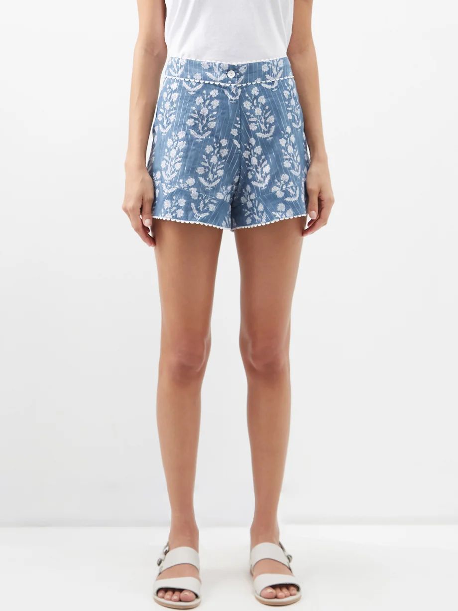 Flower block-print cotton-blend shorts | Juliet Dunn | Matches (US)