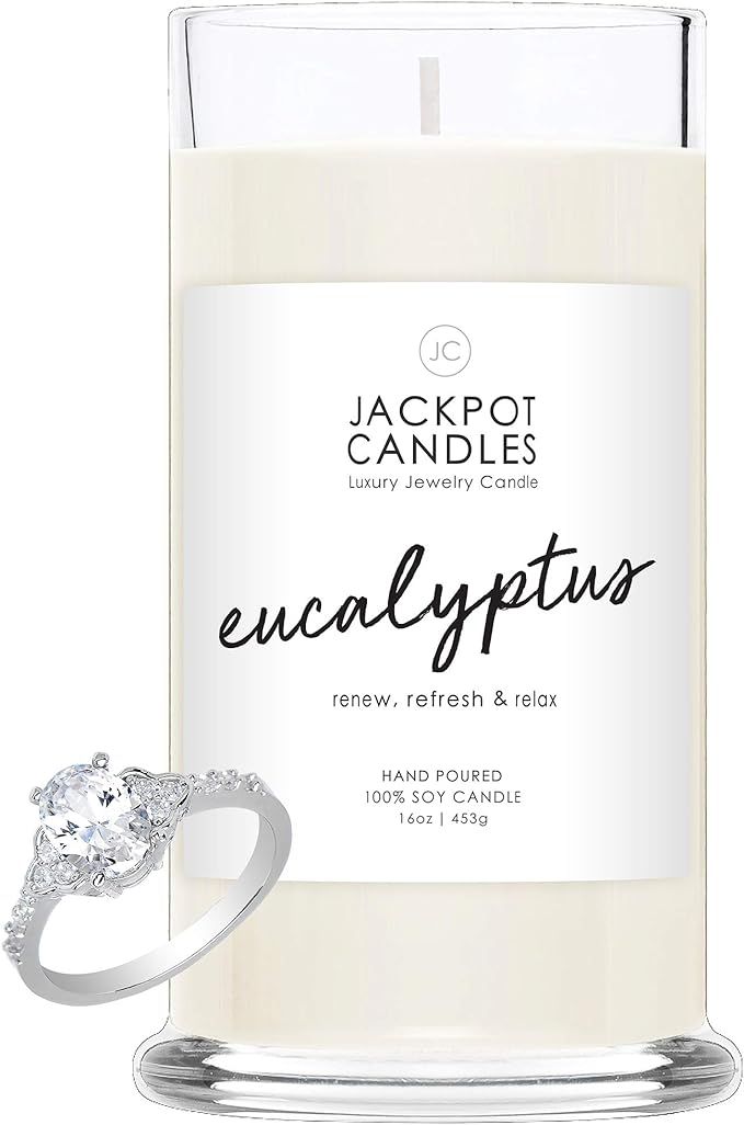 Eucalyptus Candle with Ring Inside 21oz Jar (Surprise Jewelry Valued at $15 to $5,000) Ring Size ... | Amazon (US)