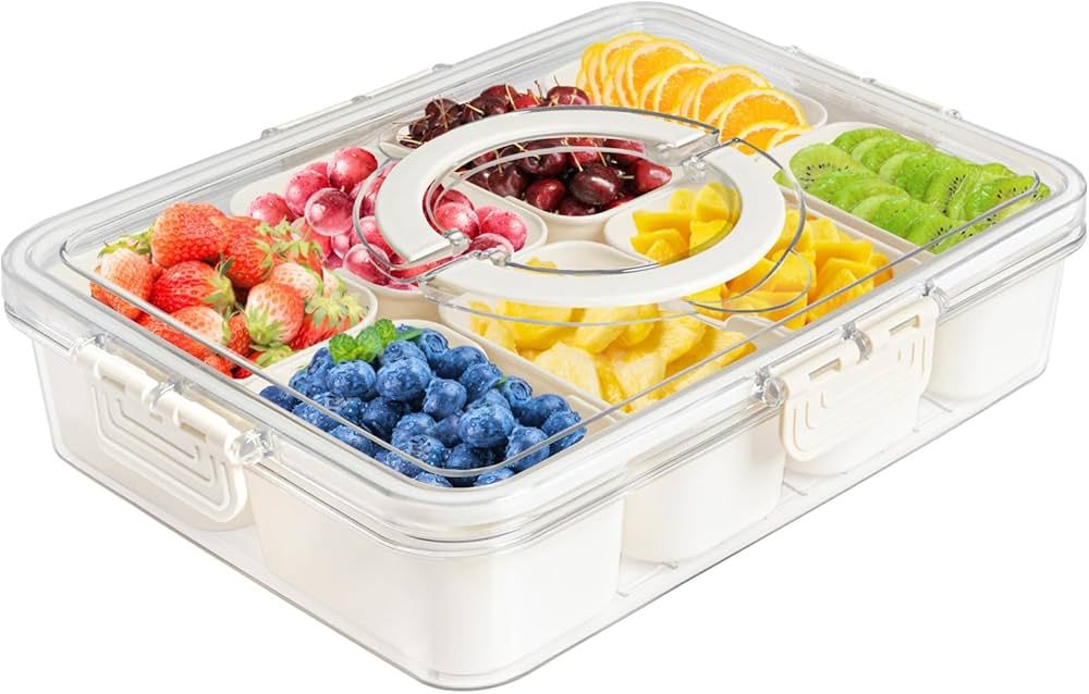 Divided Snackle Box Charcuterie Container: Divided Serving Tray with Lid and Handle - Portable Sn... | Amazon (US)