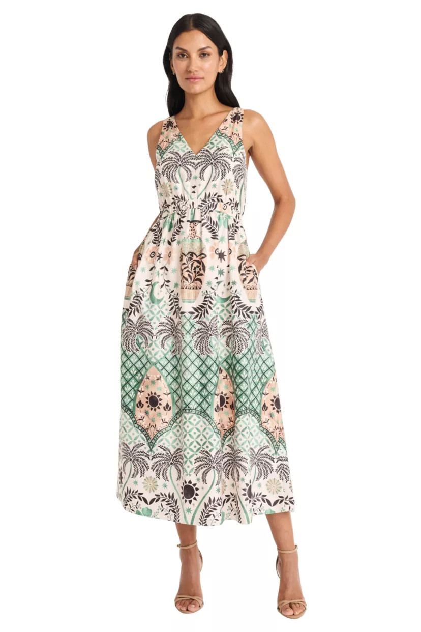 Palm Tree Placement Print Dress | Belk