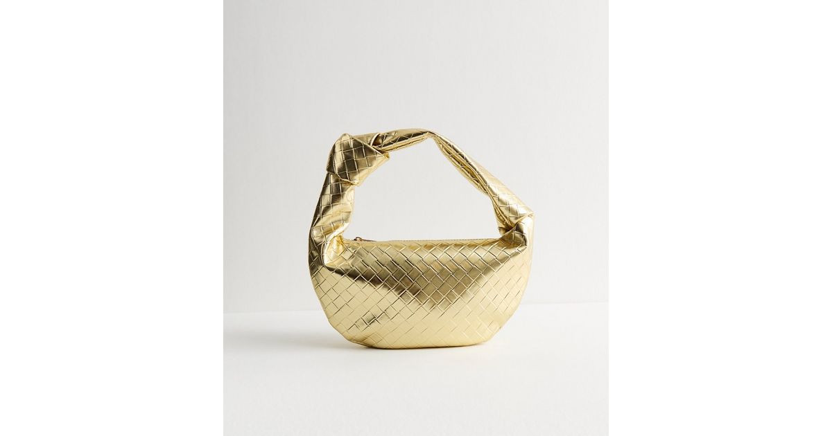 Gold Woven Leather Look Mini Top Handle Bag | New Look | New Look (UK)