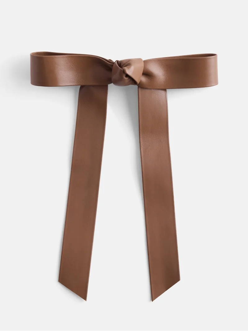 Free Assembly Women's Faux Leather Bow Barrette, Brown | Walmart (US)
