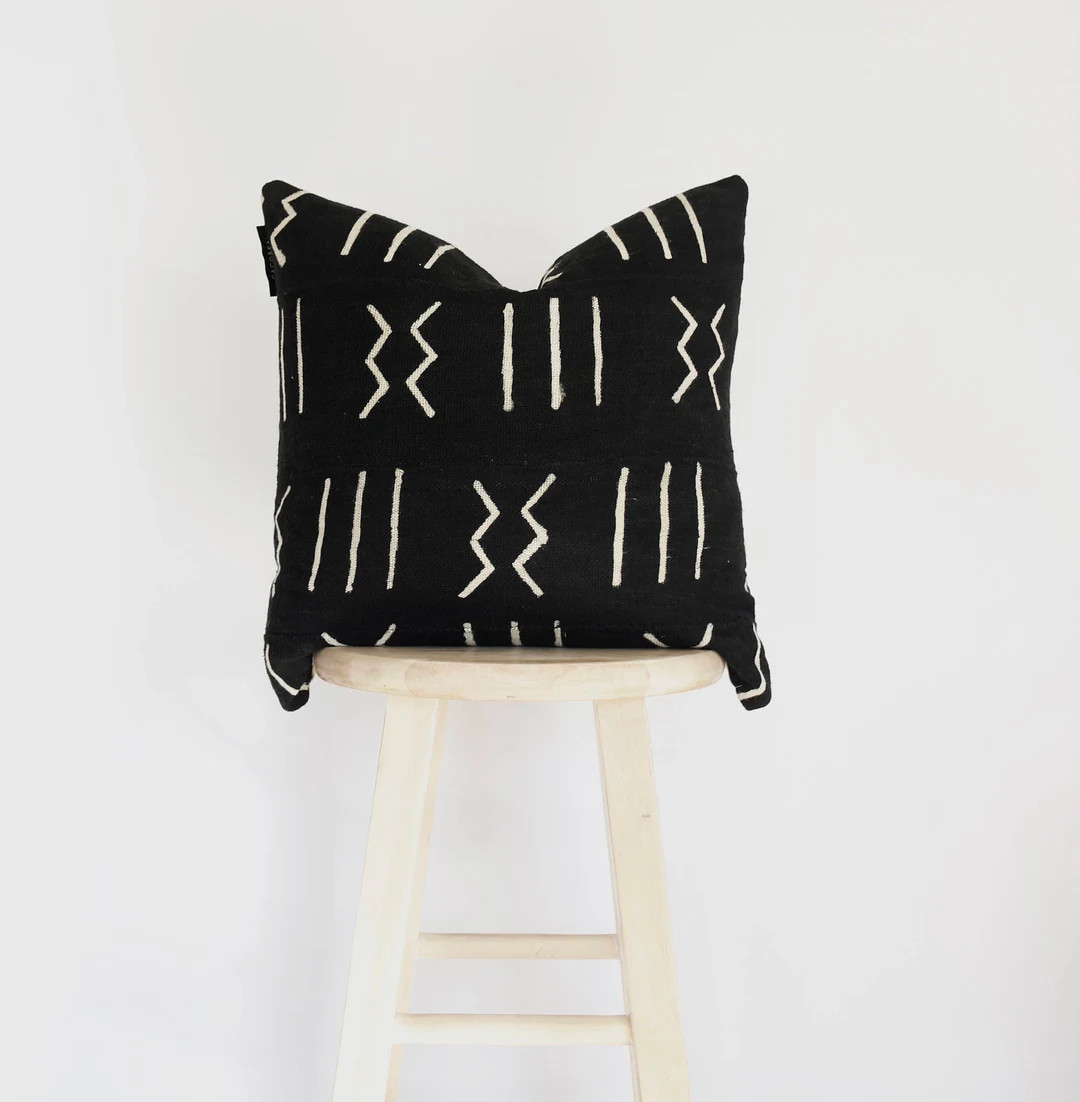 African Black Mudcloth Pillow Cover, mud cloth, boho, vintage, gift for her, nursery pillow, crib... | Etsy (US)
